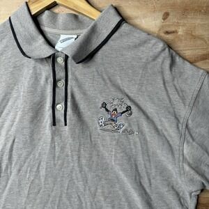 Warner Bros Polo Shirt Heather Grey Mens Sz L Looney Tunes Daffy Duck Golf 2000